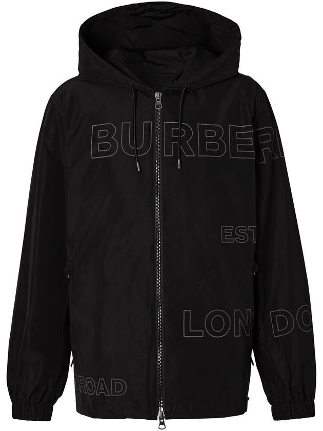 Luxury Burberry Horseferry Taffeta Hooded Jacket Black
