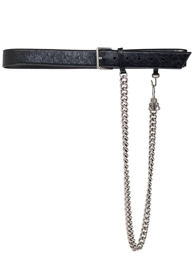 Luxury Balenciaga Trending 2025 Luxury Balenciaga Trending 2025 Leather Belt With Chain, Men's, Black