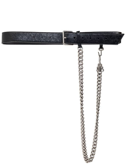 Luxury Balenciaga Trending 2025 Luxury Balenciaga Trending 2025 Leather Belt With Chain, Men's, Black
