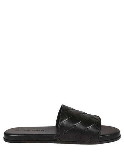 Luxury Bottega Veneta Intrecciato Leather Slippers Black