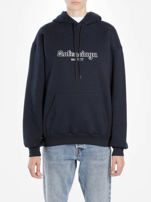 Luxury Balenciaga Trending 2025 Embroidered Logo Hoodie Navy