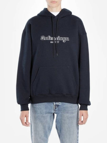 Luxury Balenciaga Trending 2025 Embroidered Logo Hoodie Navy