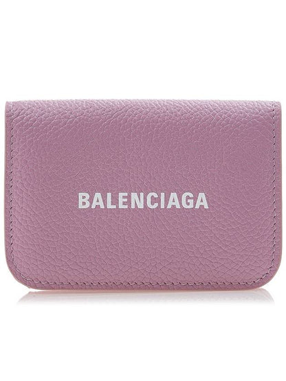 Luxury Balenciaga Trending 2025 Logo Tripold Leather Half-Wallet Pink