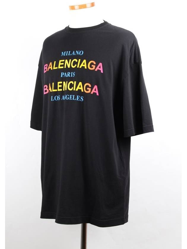 Luxury Balenciaga Trending 2025 Rainbow logo short sleeve t shirt S