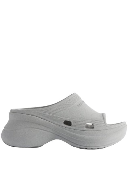 Luxury Balenciaga Trending 2025 Pool Platform Slipper Grey