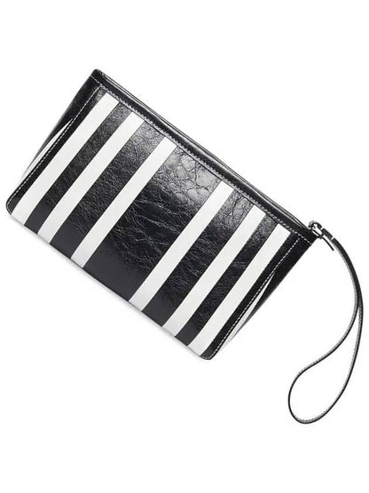 Luxury Balenciaga Trending 2025 Barbes Striped Zipper Clutch Bag Black