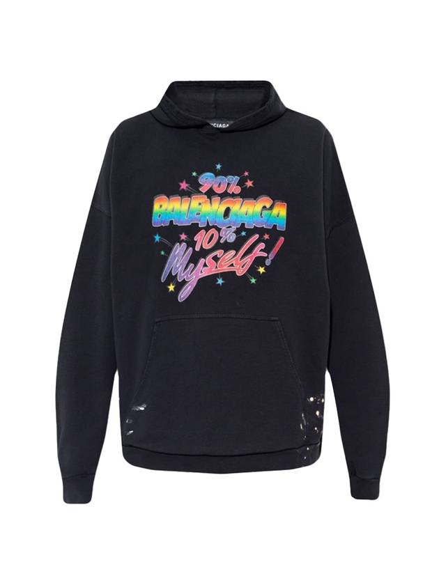 Luxury Balenciaga Trending 2025 Logo Graphic Print Cotton Oversized Hoodie Black