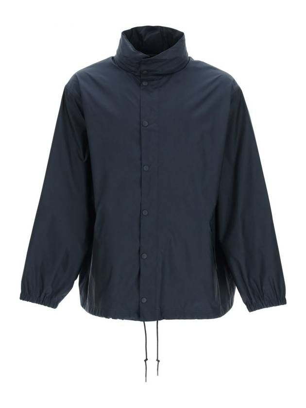Luxury Balenciaga Trending 2025 Language Logo Nylon Raincoat Navy