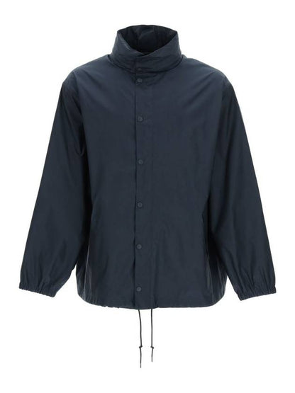 Luxury Balenciaga Trending 2025 Language Logo Nylon Raincoat Navy