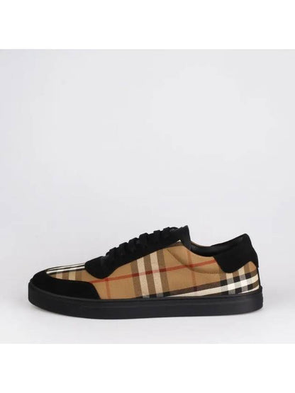 Luxury Burberry Vintage Check Cotton Suede Low Top Sneakers Brown