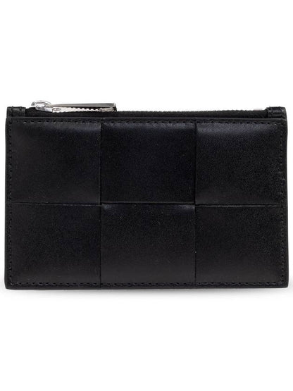 Luxury Bottega Veneta Leather Card Wallet Black