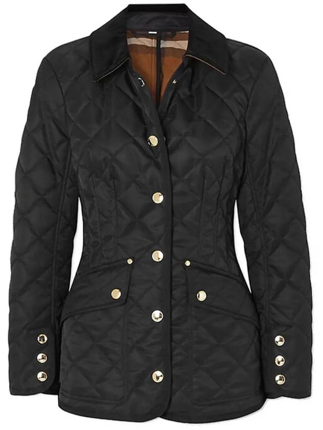Luxury Burberry Corduroy Color Diamond Quilting Jacket Black