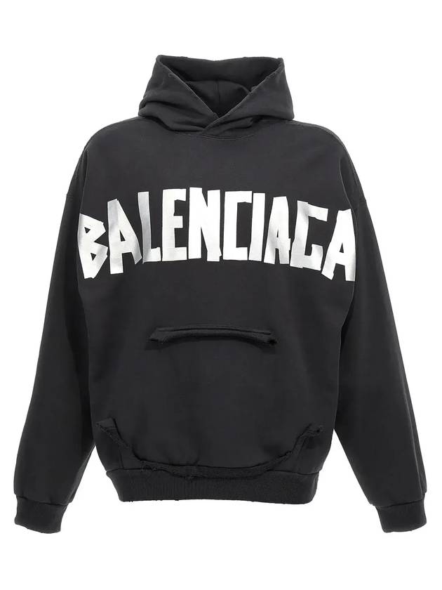 Luxury Balenciaga Trending 2025 Logo Tape Cotton Hoodie Black