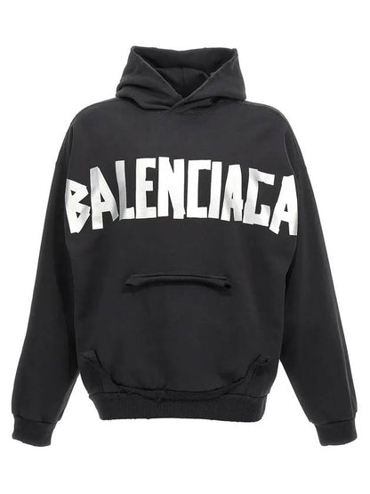 Luxury Balenciaga Trending 2025 Logo Tape Cotton Hoodie Black
