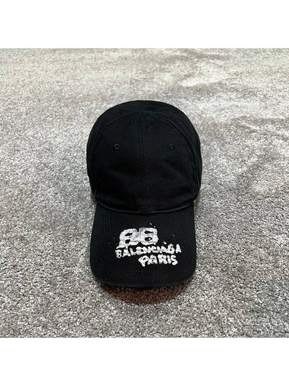 Luxury Balenciaga Trending 2025 Hand Draw BB Icon Ball Cap Black