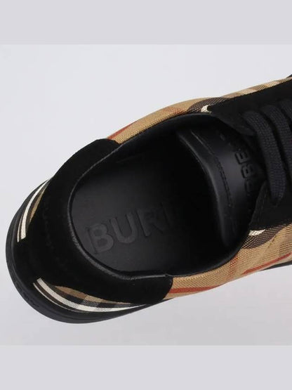 Luxury Burberry Vintage Check Cotton Suede Low Top Sneakers Brown