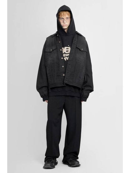 Luxury Balenciaga Trending 2025 Political Campaign Logo Oversized Denim Jacket Black