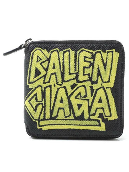 Luxury Balenciaga Trending 2025 Paris Gravity Logo Leather Zipper Half Wallet Black