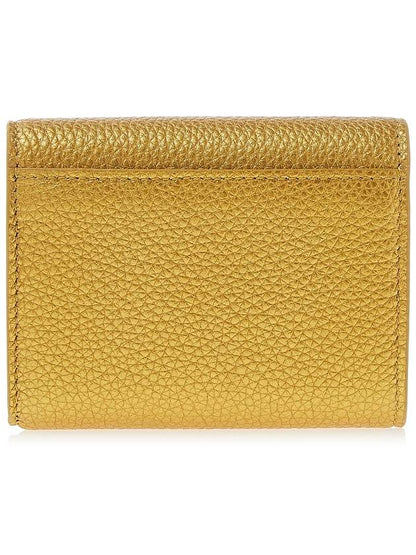 Luxury Balenciaga Trending 2025 Logo Print Tri-Fold Half Wallet Gold
