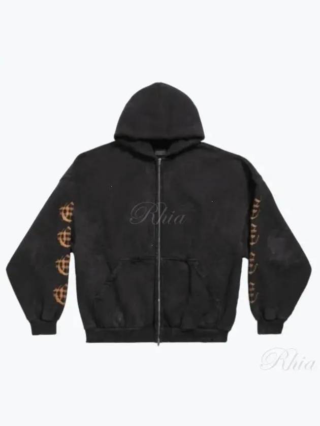 Luxury Balenciaga Trending 2025 Heavy Metal Oversized Zip-Up Hoodie Black