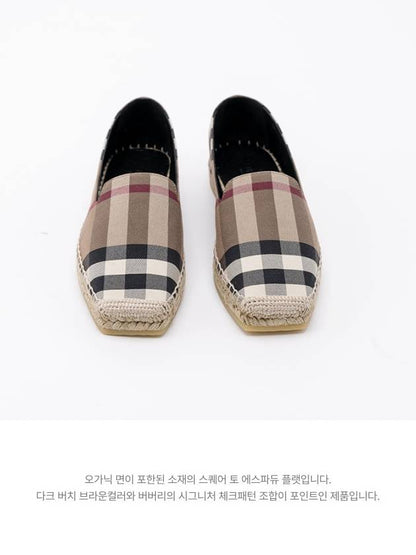 Luxury Burberry Check Espadrilles Shoes Brown
