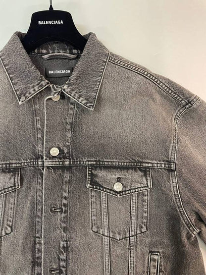 Luxury Balenciaga Trending 2025 Notre Dame Print Denim Jacket Black