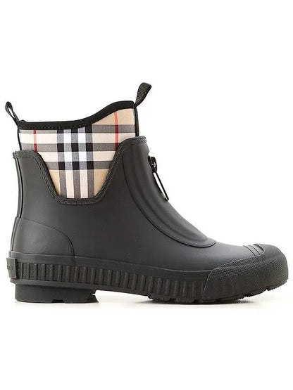 Luxury Burberry Vintage Check Neoprene Rubber Rain Boots Black Archive Beige