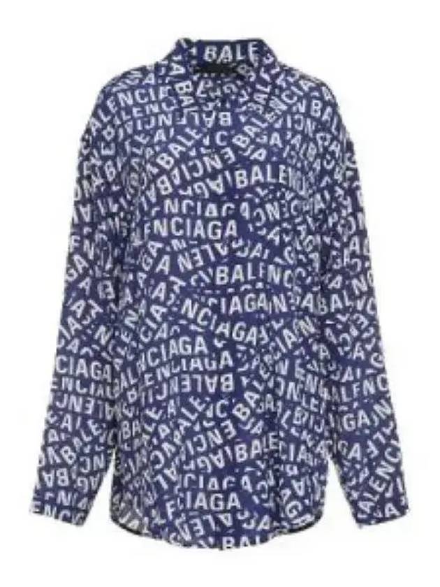 Luxury Balenciaga Trending 2025 All Over Logo Shirt Blue