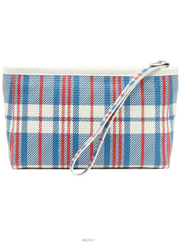 Luxury Balenciaga Trending 2025 Multi check printed gold lettering logo hand strap Babes pouch clutch