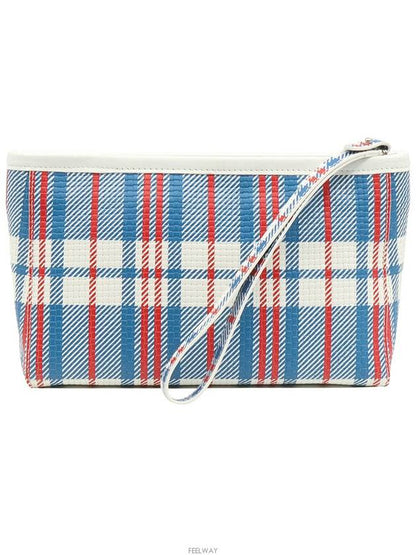 Luxury Balenciaga Trending 2025 Multi check printed gold lettering logo hand strap Babes pouch clutch