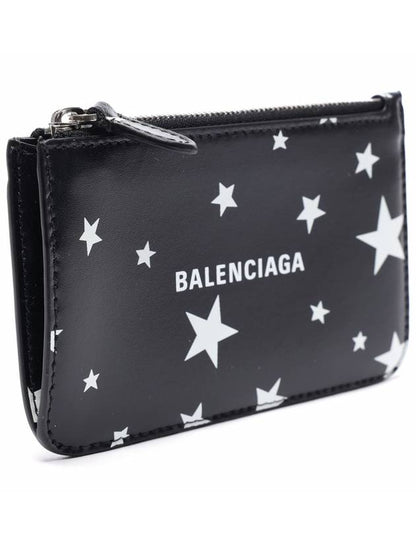Luxury Balenciaga Trending 2025 Stars And Moon Print Card Wallet Black