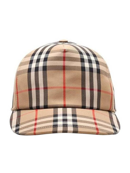 Luxury Burberry logo applique vintage check ball cap beige