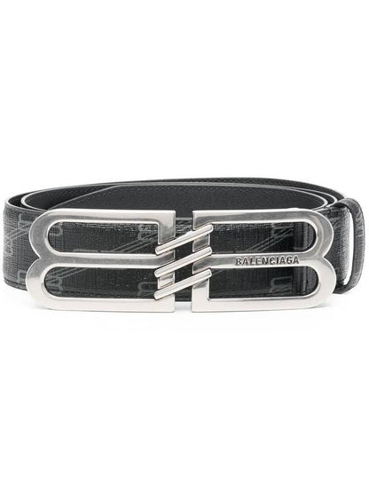 Luxury Balenciaga Trending 2025 BB Signature Monogram Canvas Leather Belt Black