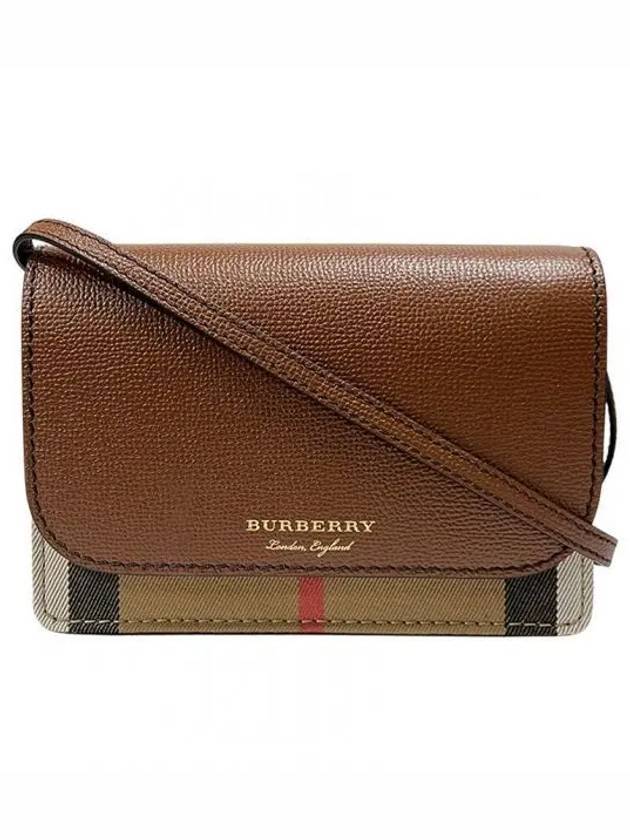 Luxury Burberry Hampshire House Check Crossbody Bag Tan Brown