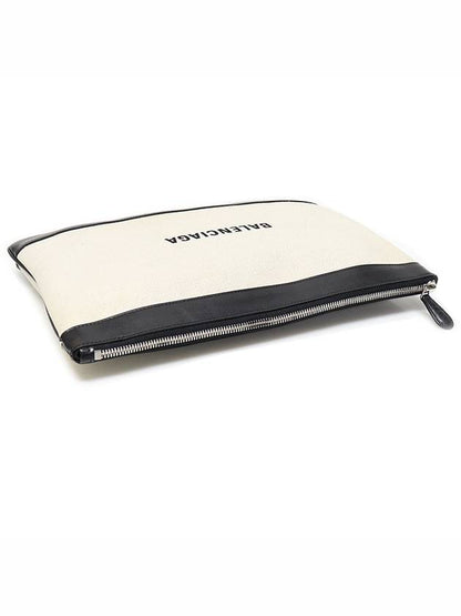 Luxury Balenciaga Trending 2025 420407 Cotton Canvas Navy Clip M Clutch