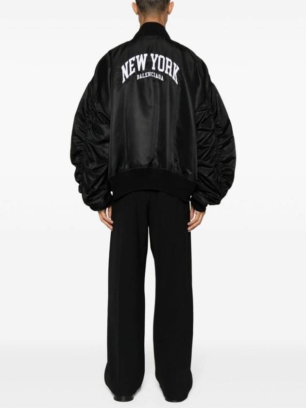 Luxury Balenciaga Trending 2025 New York Embroidery Bomber Jacket Black