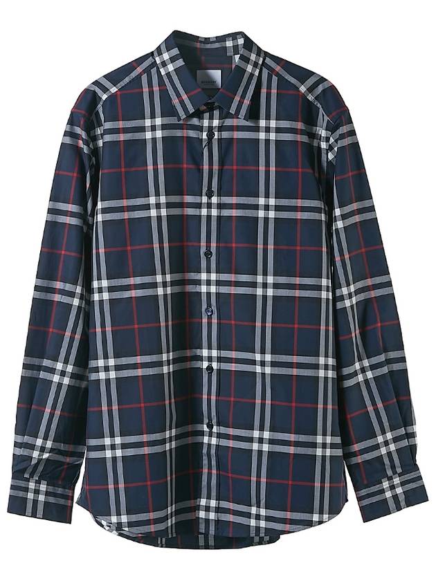 Luxury Burberry Men's Vintage Check Long Sleeve Shirt Navy