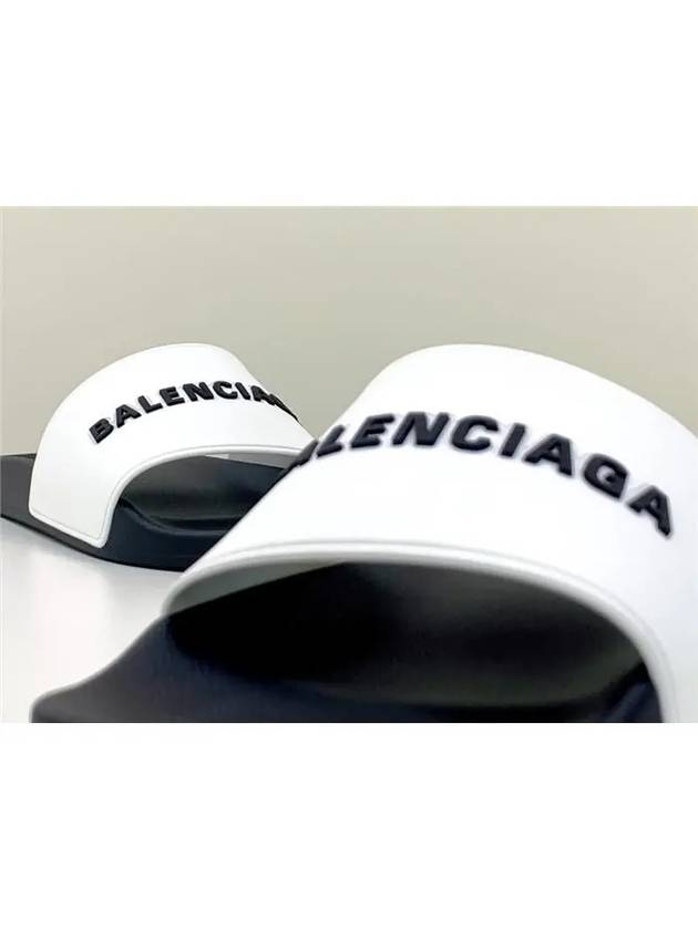 Luxury Balenciaga Trending 2025 Logo Pool Slippers White