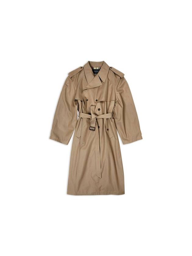 Luxury Balenciaga Trending 2025 Women's Oversized Shoulder Tab Trench Coat Beige
