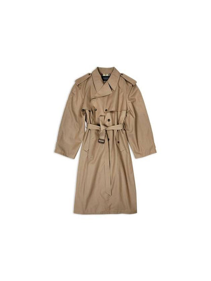 Luxury Balenciaga Trending 2025 Women's Oversized Shoulder Tab Trench Coat Beige