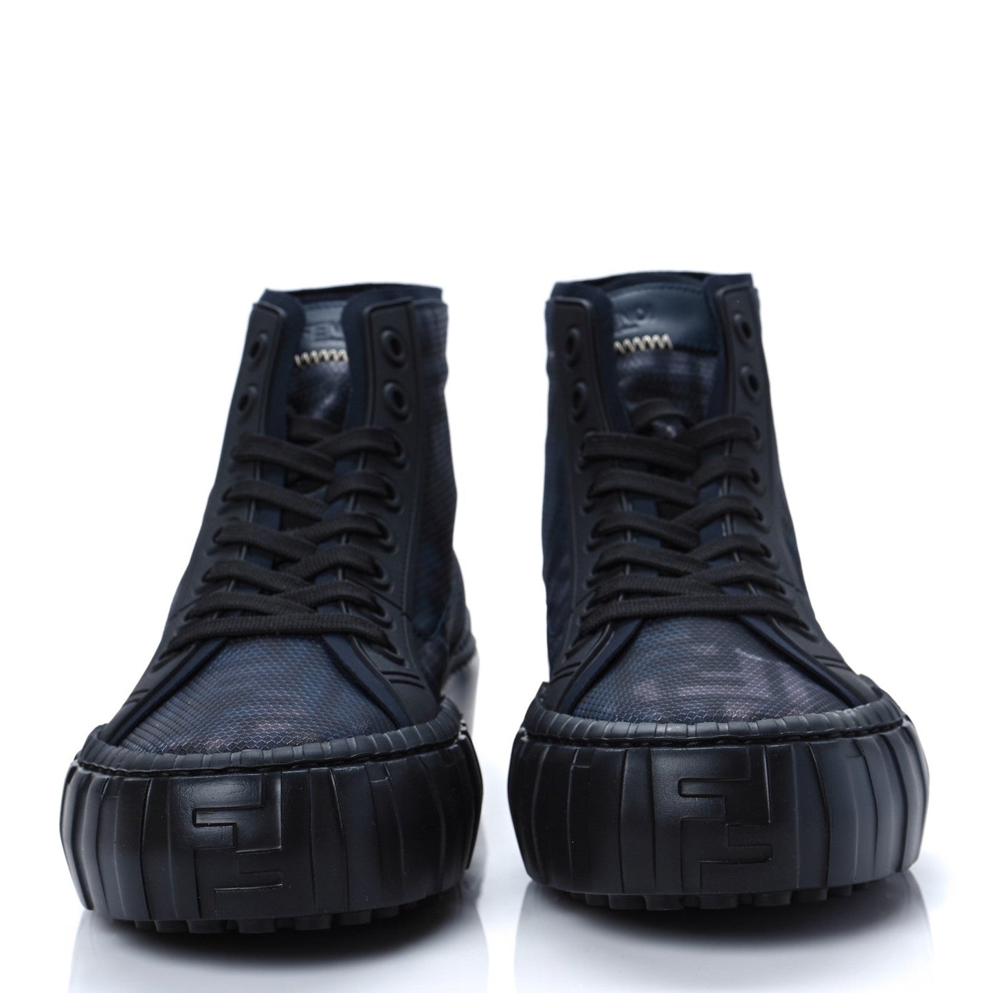 FENDI FABRIC JACQUARD FF FORCE HIGH TOP SNEAKERS