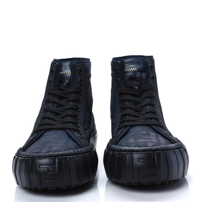 FENDI FABRIC JACQUARD FF FORCE HIGH TOP SNEAKERS