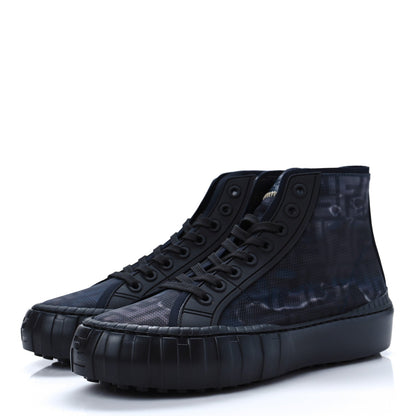 FENDI FABRIC JACQUARD FF FORCE HIGH TOP SNEAKERS