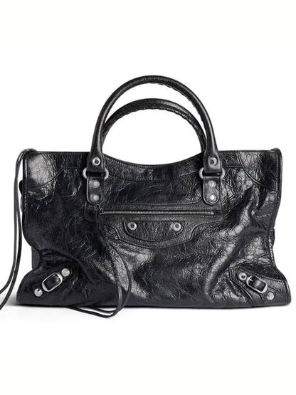 Luxury Balenciaga Trending 2025 Le City Medium Leather Tote Bag Black