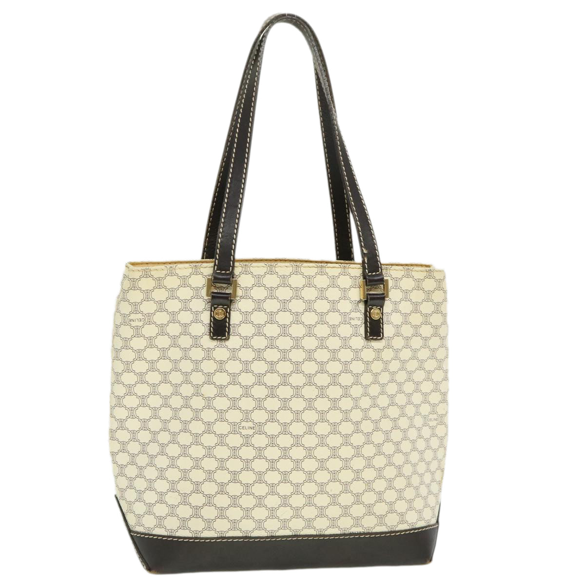 Luxury CELINE Macadam Canvas Tote Bag PVC Leather Whe  fm1320