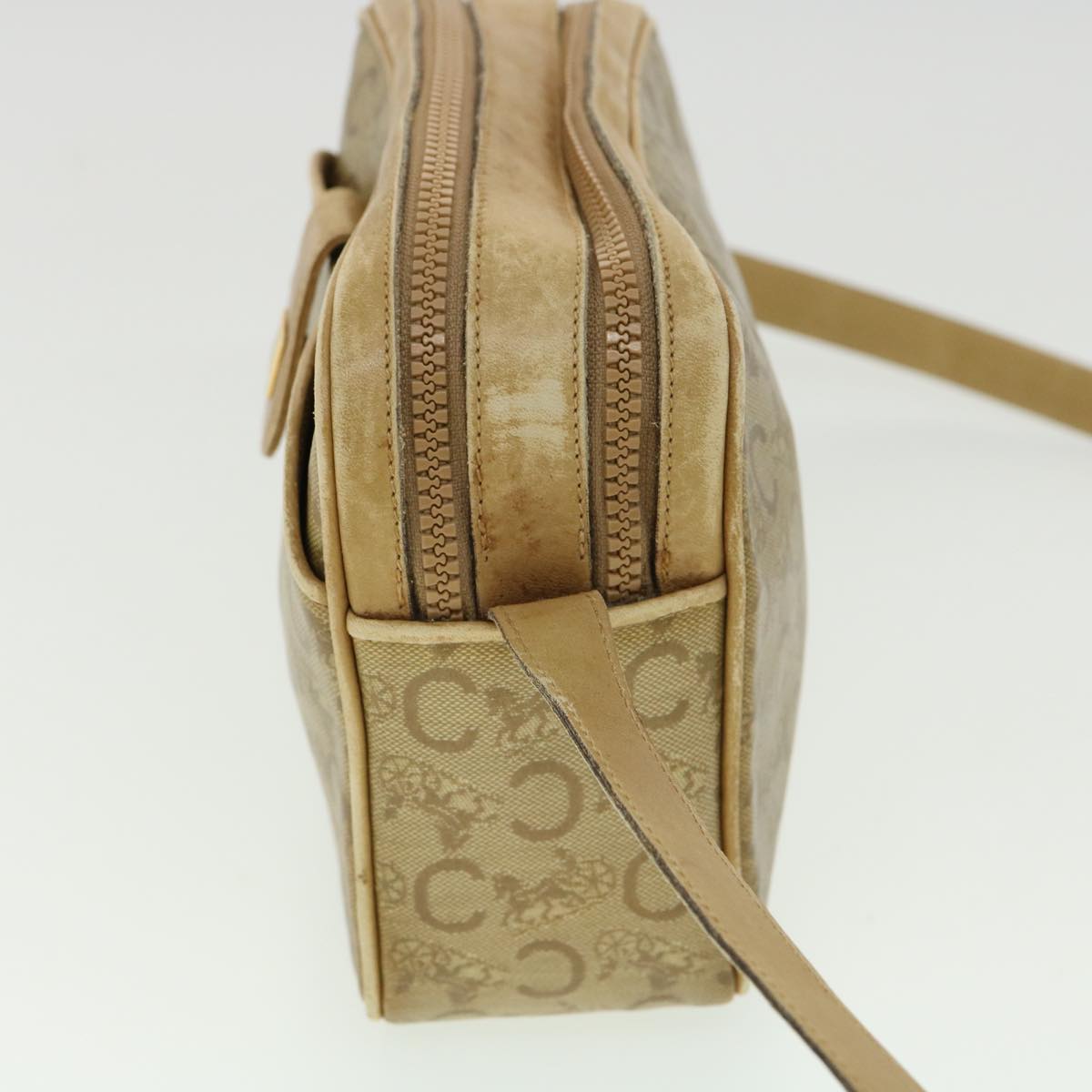 Luxury CELINE C Macadam Canvas Shoulder Bag Beige  fm1641