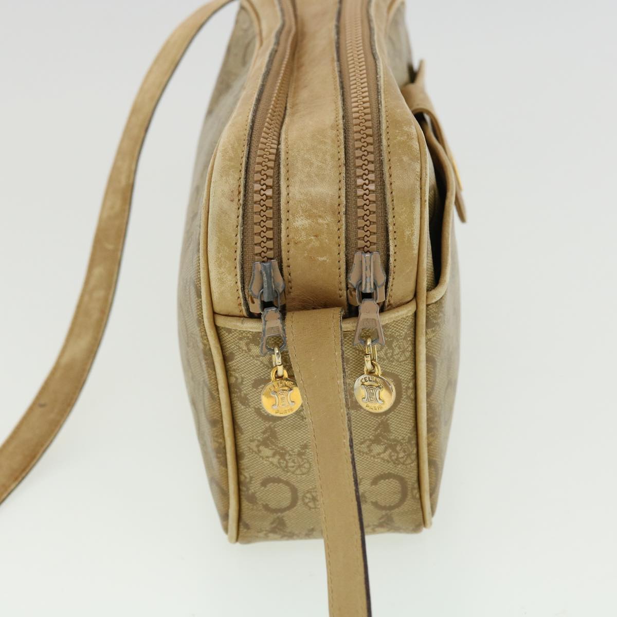 Luxury CELINE C Macadam Canvas Shoulder Bag Beige  fm1641