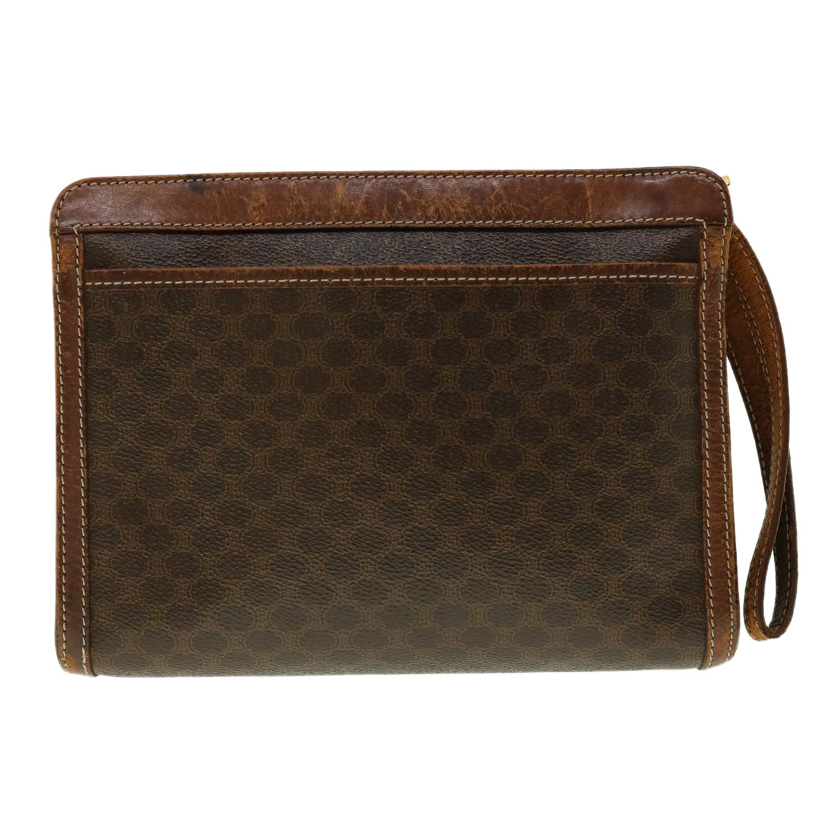 Luxury CELINE Macadam Canvas Clutch Bag PVC Leather 2Set Brown  fm2235