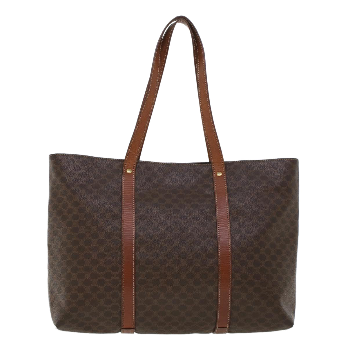 Luxury CELINE Macadam Canvas Tote Bag PVC Leather Brown  fm2373