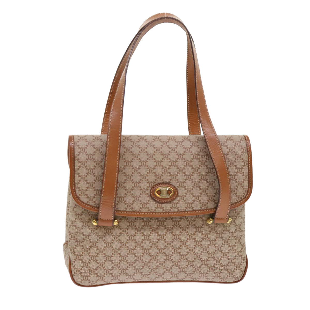 Luxury CELINE Macadam Canvas Shoulder Bag Beige  fm2486